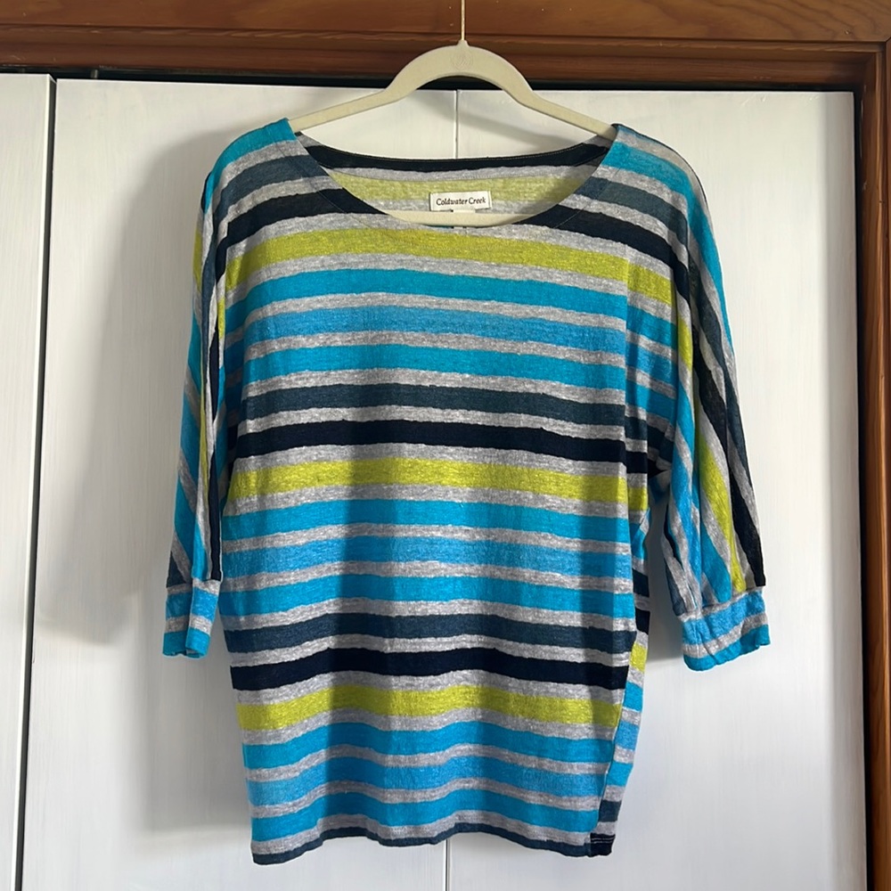 Coldwater Creek women’s size large striped 100% linen top